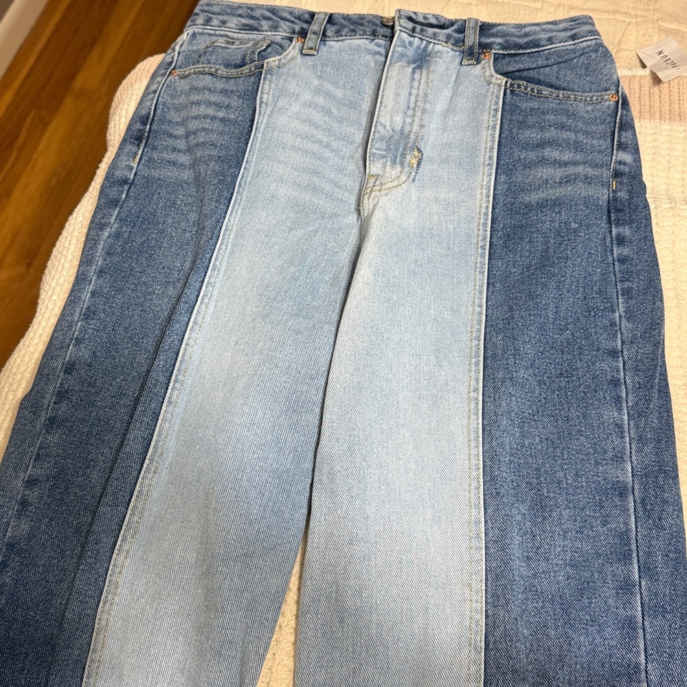 PacSun Blue Colorblock Boyfriend Jeans